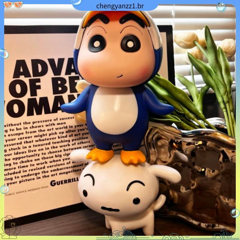 Crayon Shin-Chan Ornamentos Figura de pinguim médio Ornamentos fofos para presentes de brinquedo