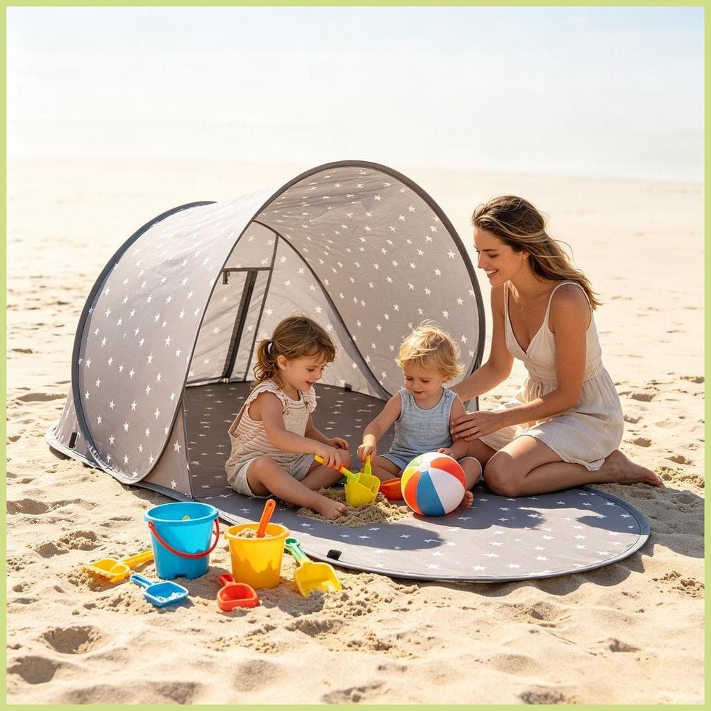 Tenda Para Praia Proteção UV Compacto Fácil Configuração Único Dossel Portátil Guarda-Sol Abrigo Mulheres Homens huebety