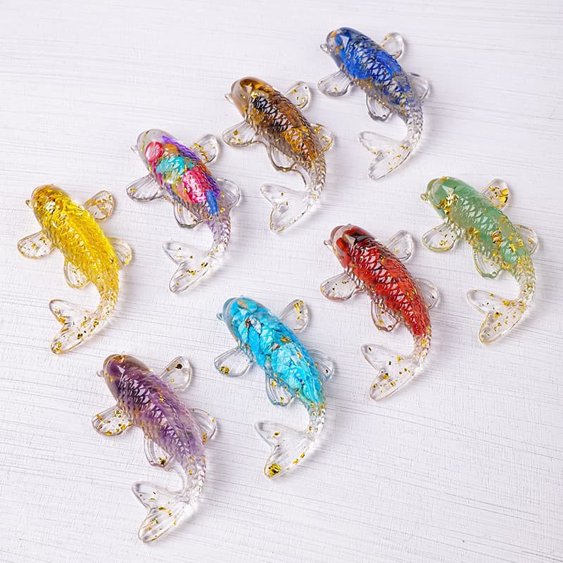 Estatueta De Resina De Peixe Koi De Cristal | Ornamento De Decoração De Carro , Mini Presente Para Casa/Aquário