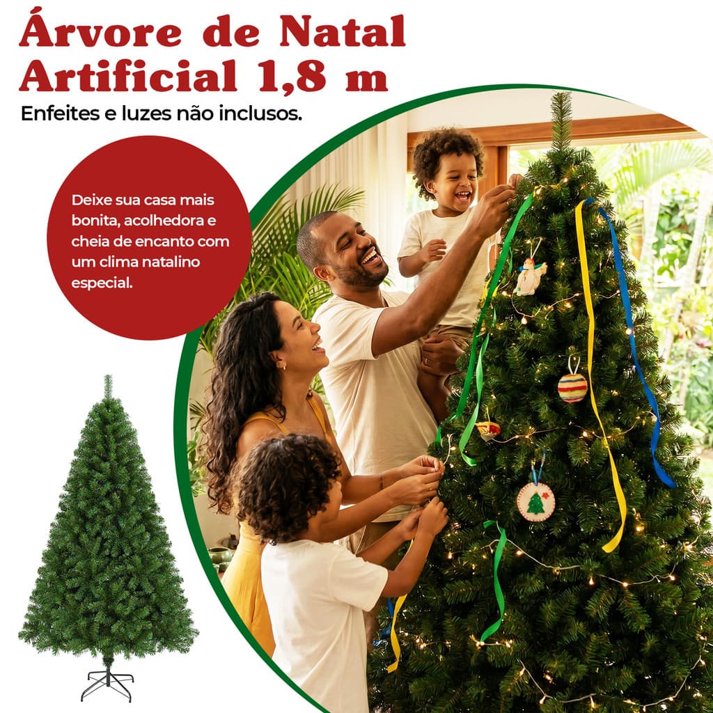 Arvore de Natal Pinheiro 1,5m 1,8m 2,1m 450 800 1200 Galhos Ajustável Hastes Flexíveis Tradicional