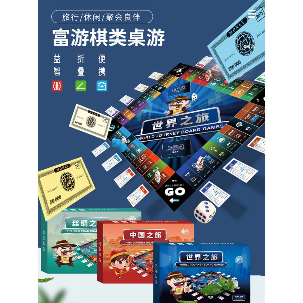 Jogo de tabuleiro World China Journey Deluxe Edition Banco de imóveis Tycoon Monopoly Clássico Jogo de tabuleiro infanti