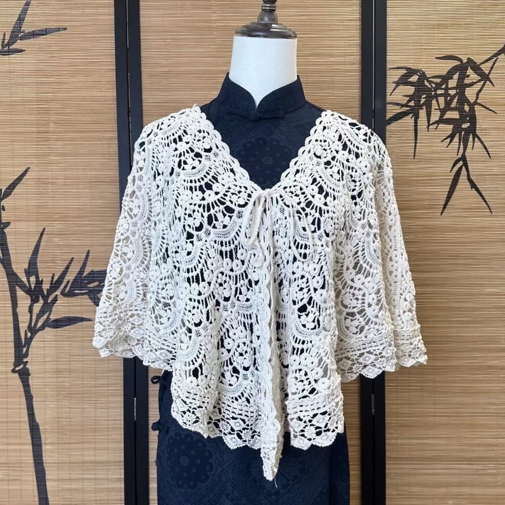 Xale de malha oco combinando Cheongsam 2025 novo estilo Retro arte manto novo vestido chinês acessórios combinando exter