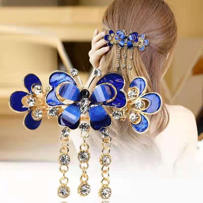 Grampo De Cabelo Médio De Aperto Simples Rhinestone Cabeleireiro Clip De Rabo De Cavalo