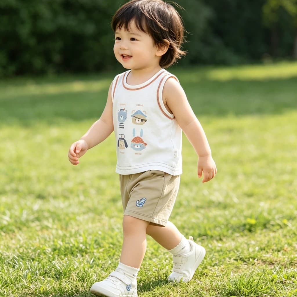 Handoulong verão bebê criança colete conjunto masculino feminino bebê puro algodão Outing Shorts crianças sem mangas fin
