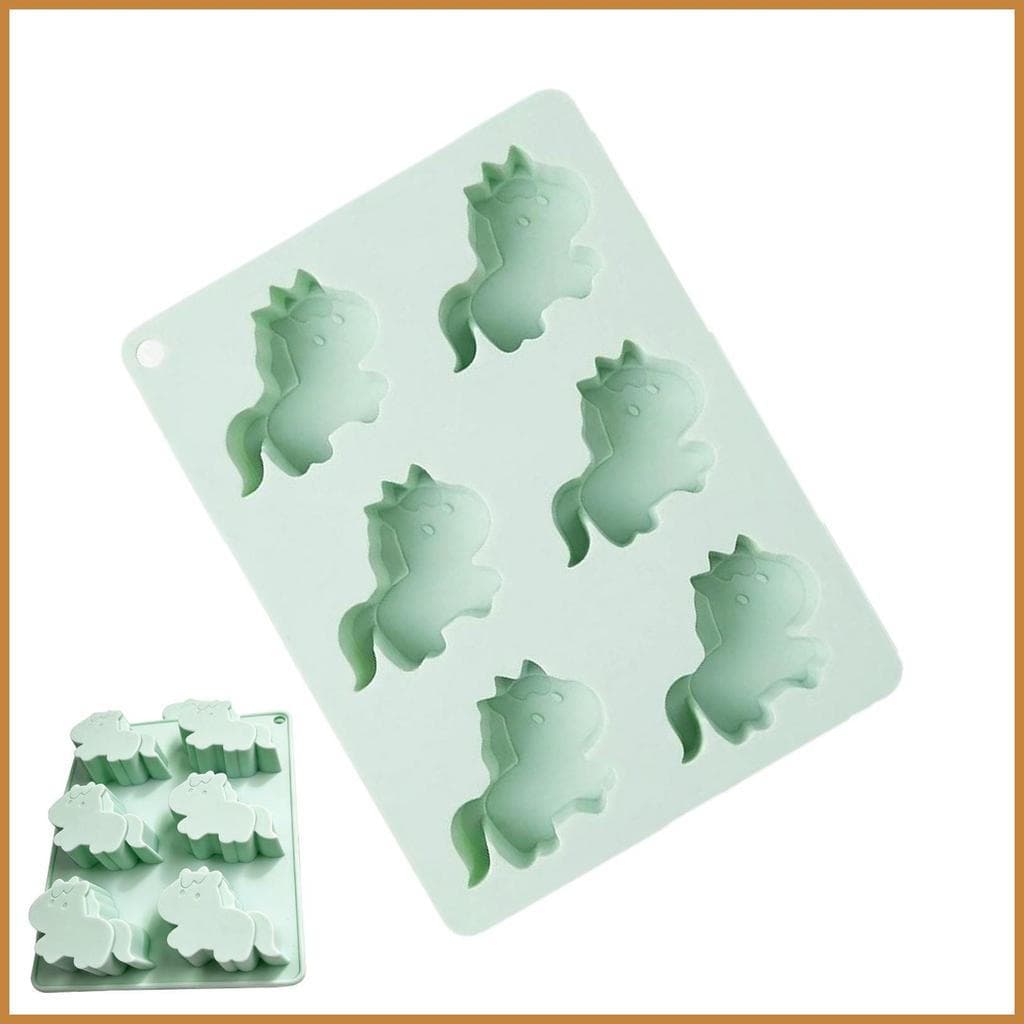 Forma de gelo com 6 cavidades, fácil de remover, bonita, reutilizável, em formato de cavalo, adequada para coquetéis, be