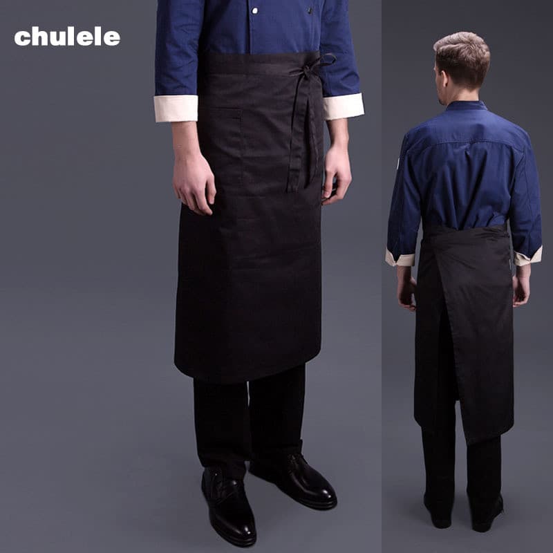 Cozinha Lele marca 110CM ampliado Extra grande estilo japonês garçom avental roupas de trabalho cintura busto preto tota