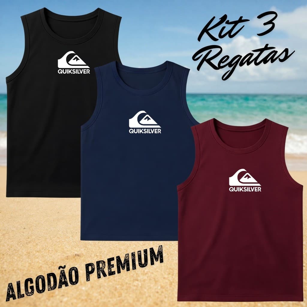kit 3 Regatas Masculina Cavada Algodão Varias Cores Leve e Confortavel - SILVER 02