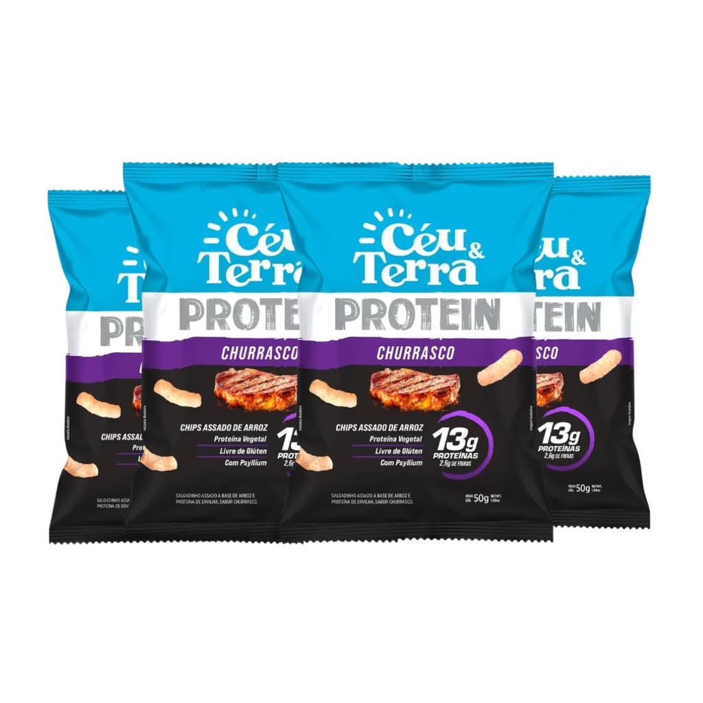 Kit 4 Snack Proteico Ceu e Terra Churrasco 50g