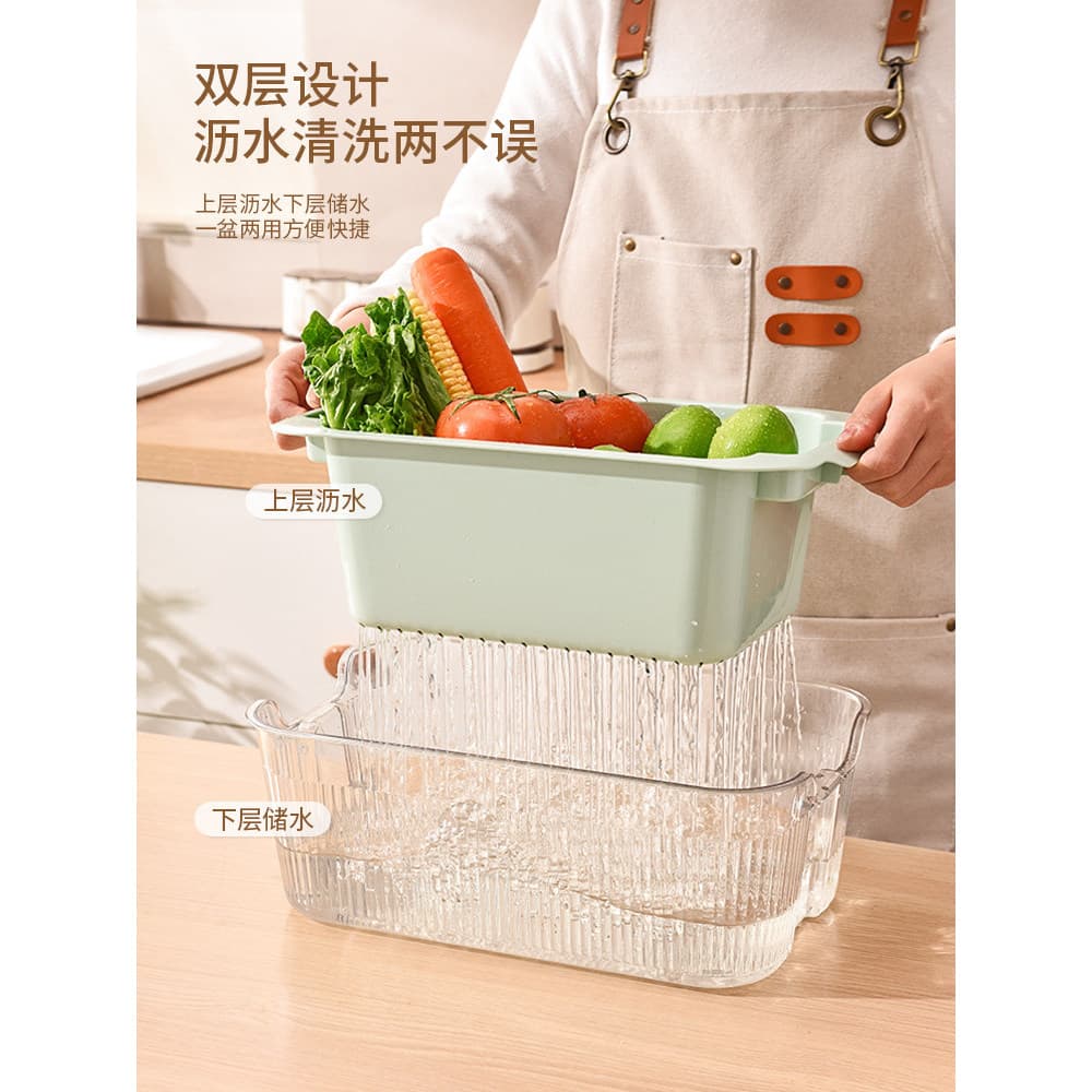 2024 novo estilo cesta de drenagem de camada dupla cozinha sala estar mesa café doméstico lavatório vegetal prato frutas