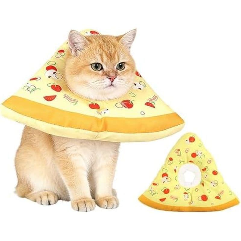 Coleira Protetora De Cone Para Gatos Em Formato De Pizza , Elizabeth Macia Anti-Lamber , Recuperação Ajustável Animais D