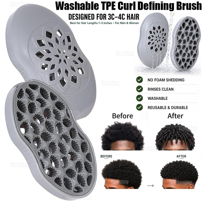 Escova Definição De Cachos TPE Lavável Para Cabelo 3C-4C , Ferramenta De Estilo Twist & Starter Loc Bobinas Naturais