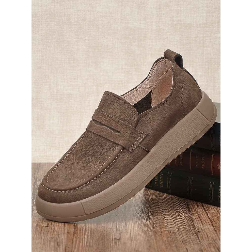Mocassins sapatos masculinos deslizamento-em sapatos preguiçosos 2026 novo estilo primavera outono respirável couro genu