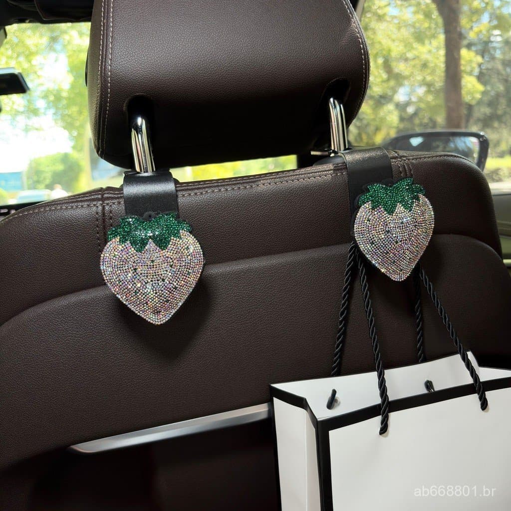 Gancho para encosto de cabeça de banco de carro com detalhes de diamante, ferramenta multifuncional de armazenamento par