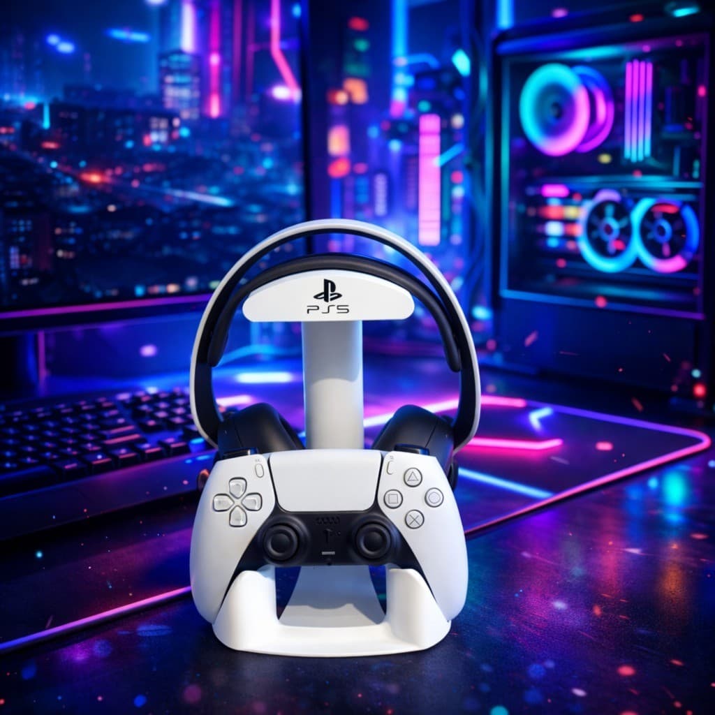 Suporte Headset + Controle PS5 | Organizador Gamer 2 em 1 Premium Pc Gamer organizador Console  fone ouvido