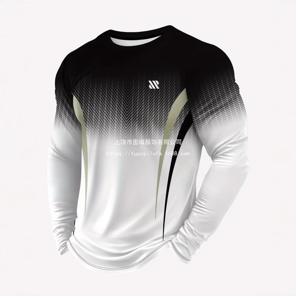 Camiseta de manga comprida com cor em degradê, adequada para o dia a dia, uso casual masculino no outono, estampa esport