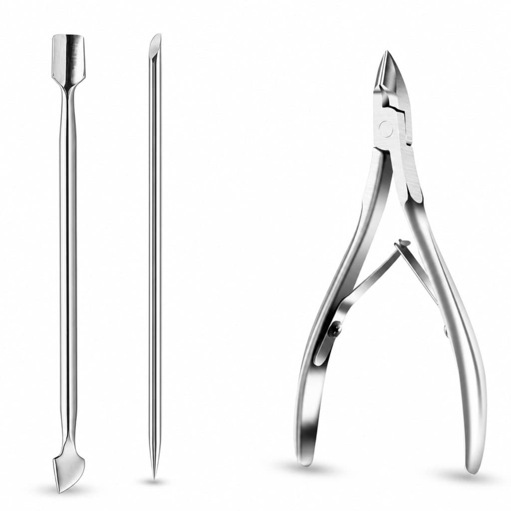 kit alicate de cutícula profissional kit 3 peças, use esmalte, esmalte, amolecedor de cuticula'