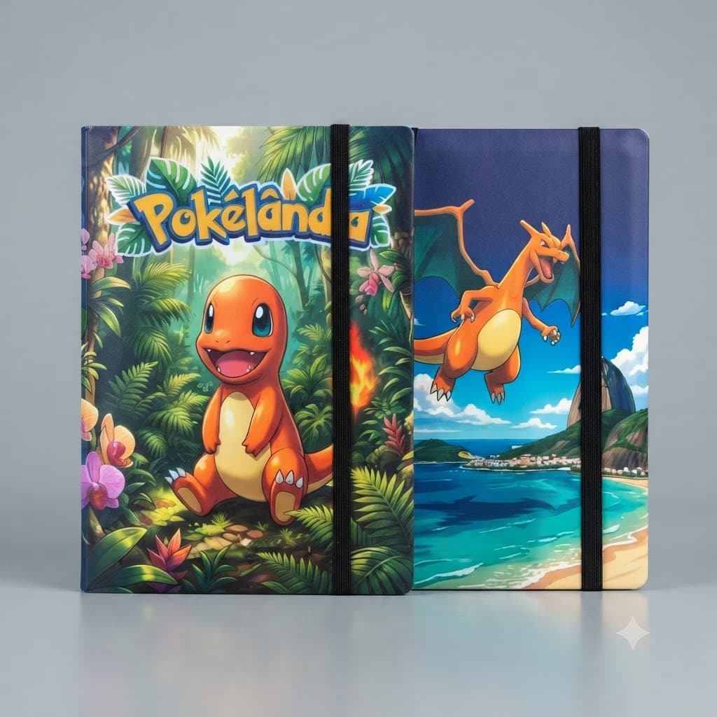 Álbum Fichário Pokémon TCG 540 Cartas 9 Bolsos Charmander & Charizard Capa Exclusiva Edição Brasil Pronta Entrega