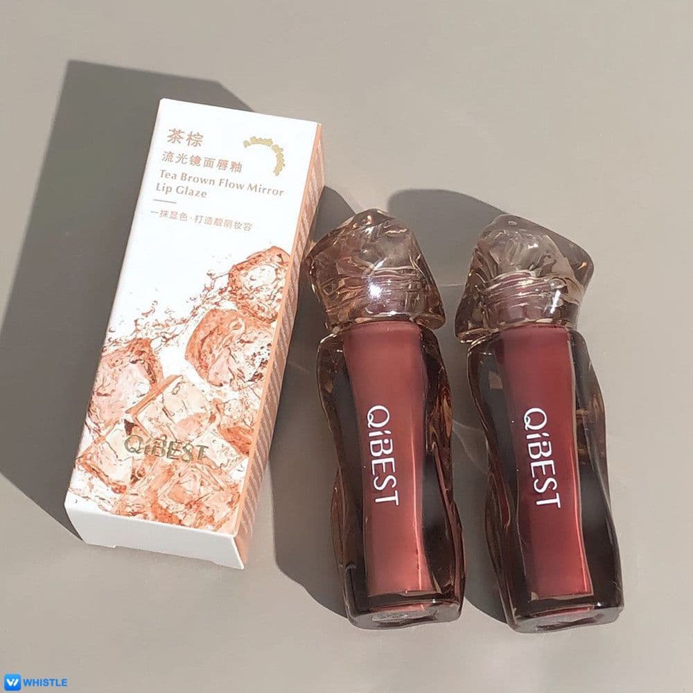 QIBEST Water Glass Lip Tint: Batom Líquido Leve, Não Pegajoso, Textura Suculenta e Hidratante para Uso Diário,