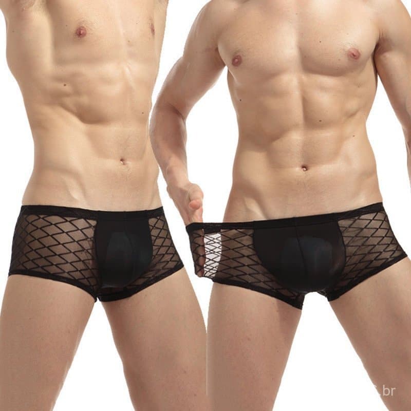 Cueca Arrastão Masculina Transparente Boxers Malha Cuecas Finas