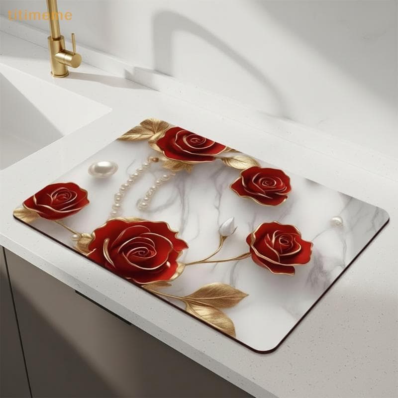 tr Cozinha Prato De Secagem Esteira 3D Floral Borboleta Em Relevo Design Antiderrapante Almofada Para Talheres Pratos Co