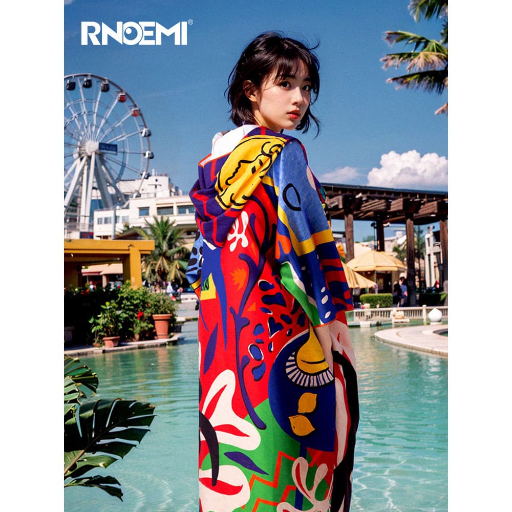 Rnoemi roupão de banho absorvente de secagem rápida, capa de mergulho, toalha de banho de praia, toalha de banho à beira