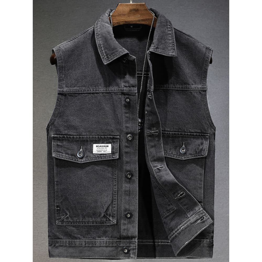 2026 primavera Denim colete masculino Retro Workwear colete primavera outono novo estilo masculino Casual solto colete n