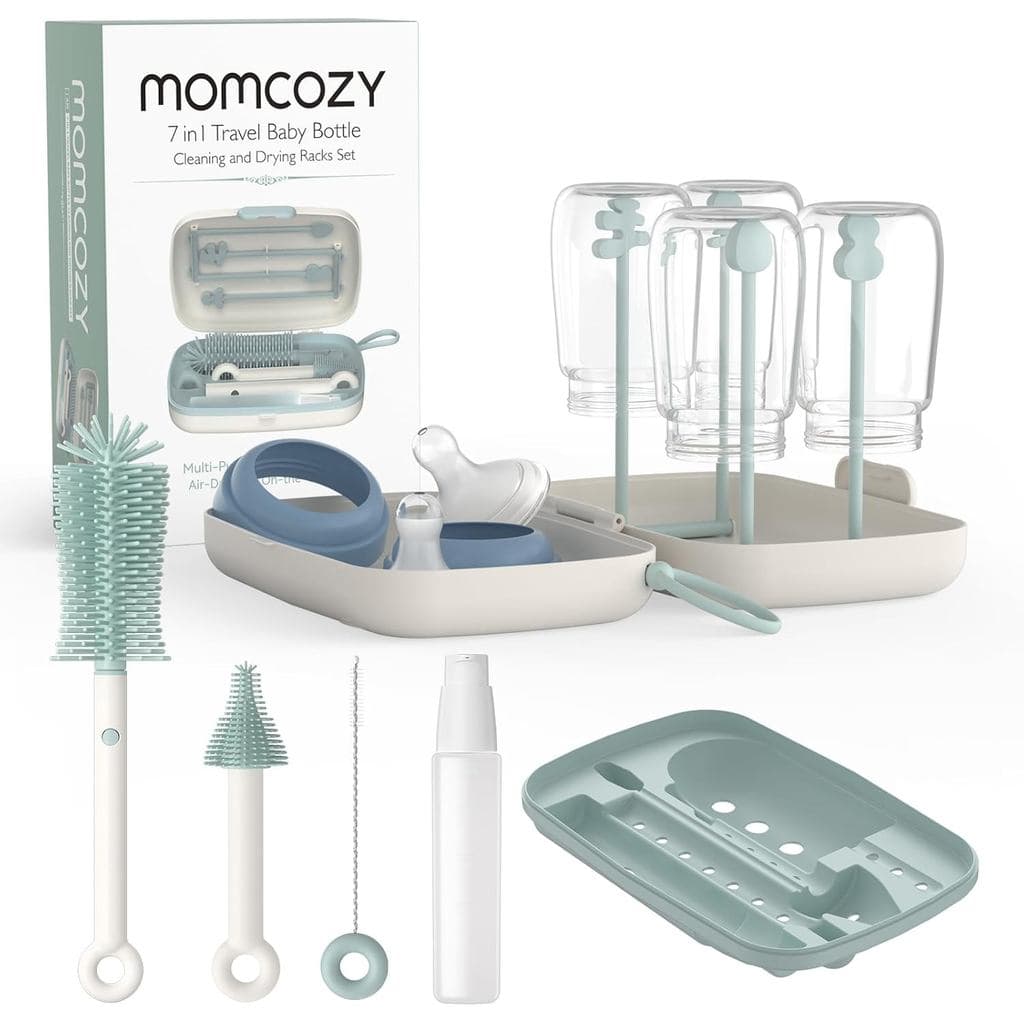 Conjunto de Escovas para Mamadeiras Momcozy - Kit de Limpeza de Mamadeiras com Escova de Silicone, Escova para Bicos, Es