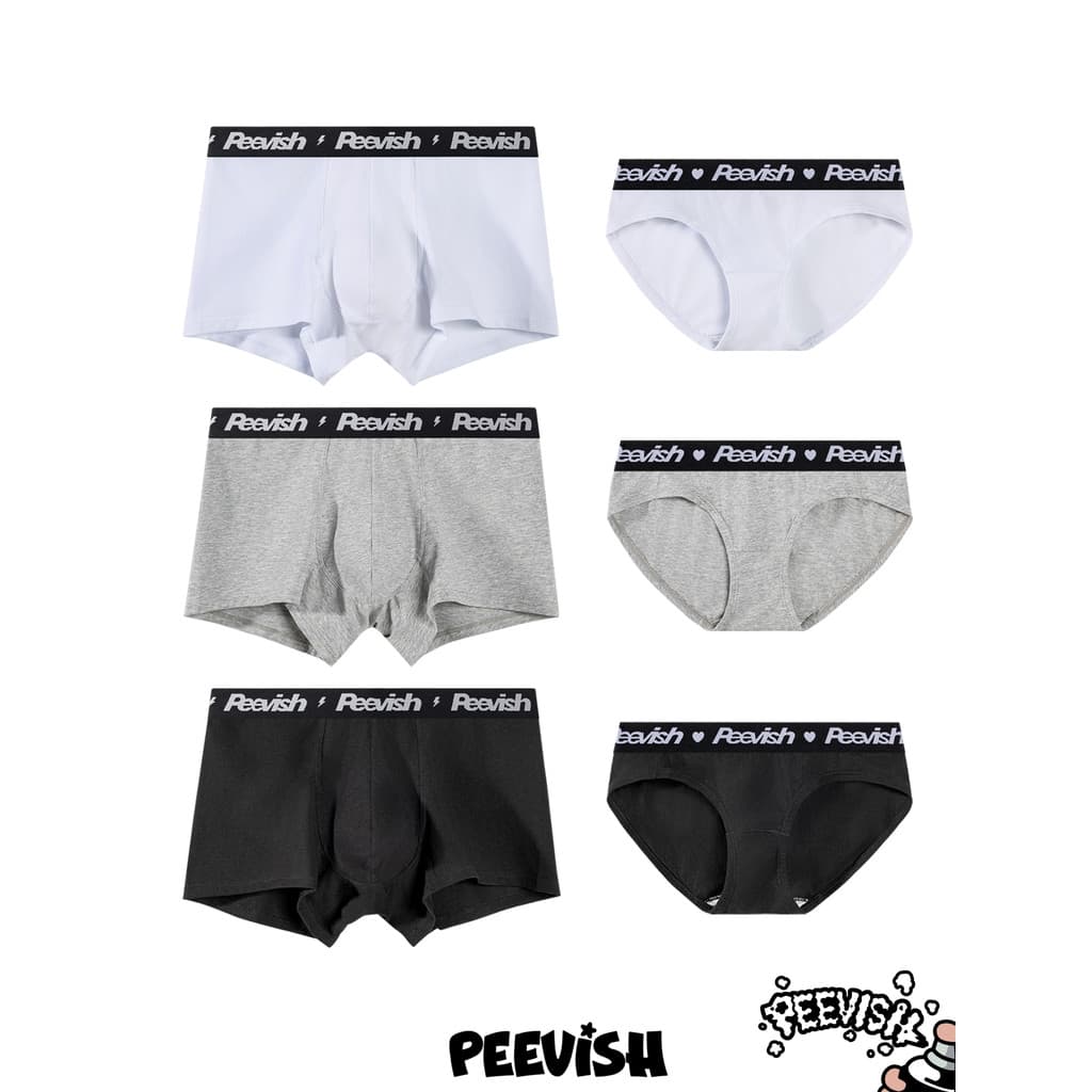 PEEVISH PEEVISH Casal Antibacteriano Puro Algodão Boxer Cuecas Meninos Cuecas Mulheres Cuecas