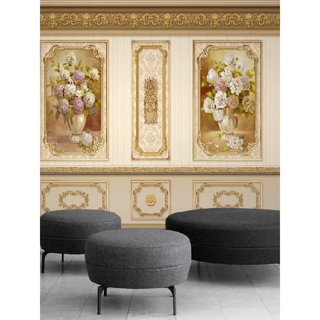 Europeu Retro TV papel de parede luxo Pastoral flor dourada melhoria da casa placa proteção Mural quarto fundo papel par