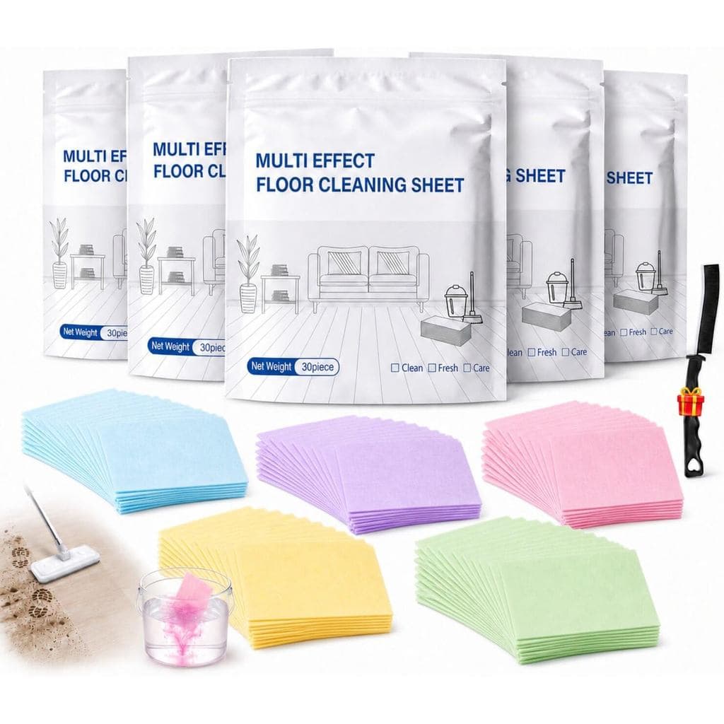 Tabletes de Limpeza para Pisos, 150 Folhas, Pacote com 5 Aromas Variados, Folhas de Limpeza Multi-Superfícies para Passa