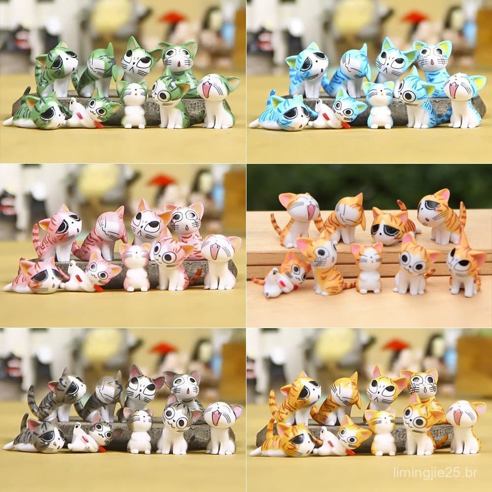 9Pcs/Set 2-3cm Chi's Sweet Home Crafts Ornamentos Moss Micro-Paisagem Bonecas De Queijo Gato Q Versão DIY PVC Figuras De
