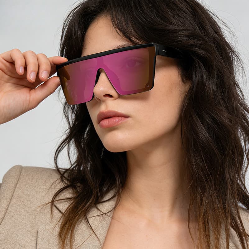 Novo estilo óculos de sol feminino de uma peça grande quadrado óculos de venda quente condução masculino à prova de vent