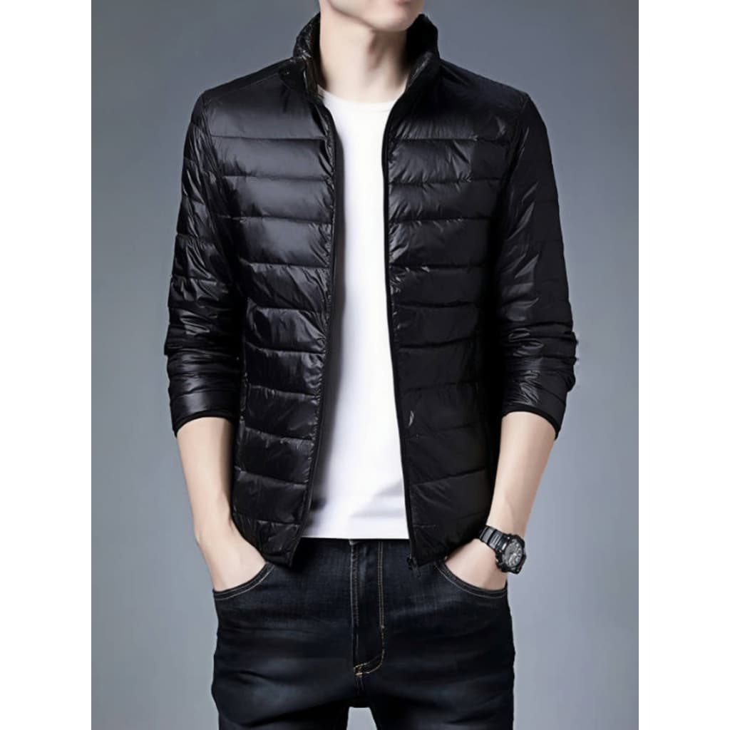 Leve para baixo acolchoado jaqueta masculina outono inverno gola alta estilo curto 2026 novo estilo jaqueta ao ar livre