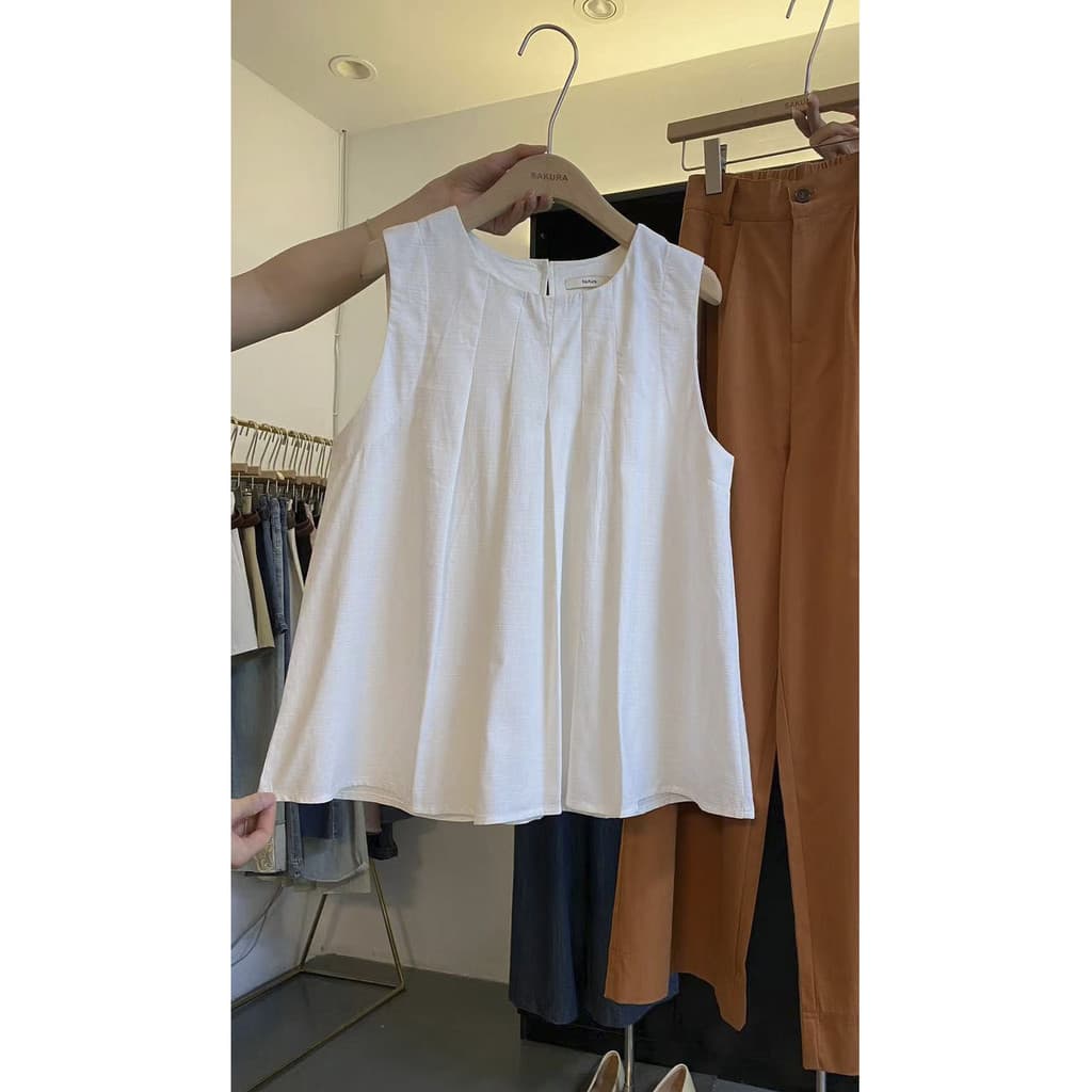 2025 verão novo estilo estilo coreano simples All-Match solto mais magro olhar sem mangas camisa feminina Design nicho t