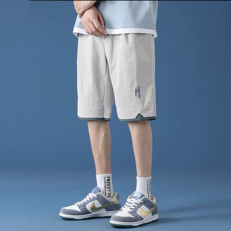 Novos shorts masculinos verão calças cortadas finas elásticas de seda gelo shorts masculinos High-End calças casuais esp