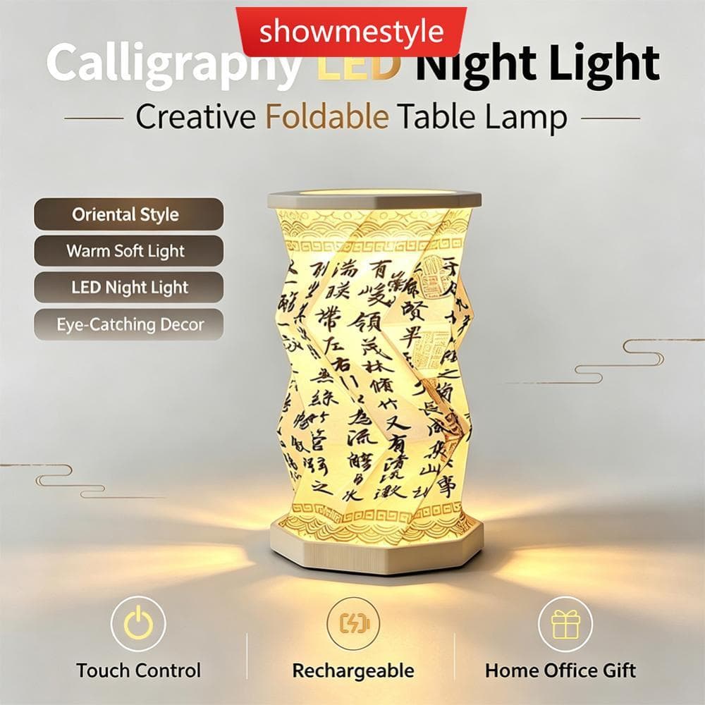 SMS Estilo Chinês Mini Dobrável Rotativo LED Night Light 300mAh Recarregável Regulável USB Lâmpada De Mesa Para O Quarto