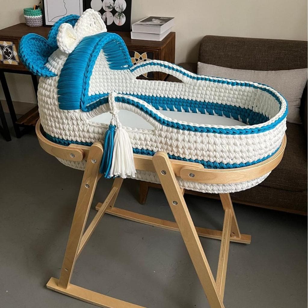 Berço de cesta Moses cortado à mão, cesta para recém-nascidos, cama de berço de camada dupla