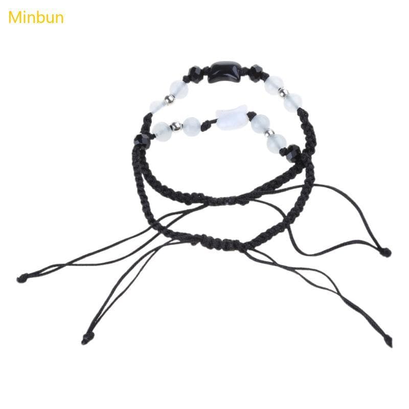 Minbun Conjunto 2 Pulseiras Casal Tecidas À Mão Pingente Gato E Corrente Colorida Joias Para G