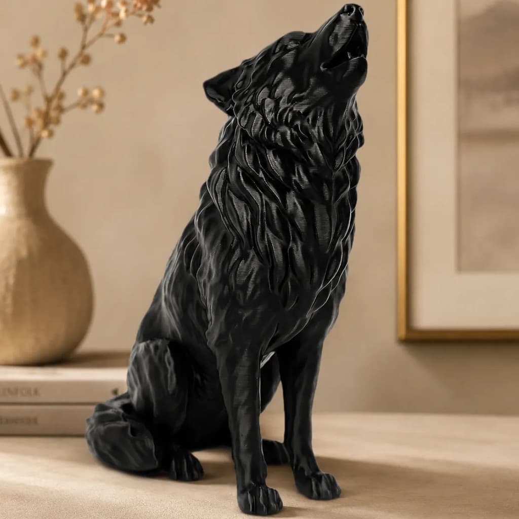 Escultura Lobo Decorativa Força E Liderança Para Mesa