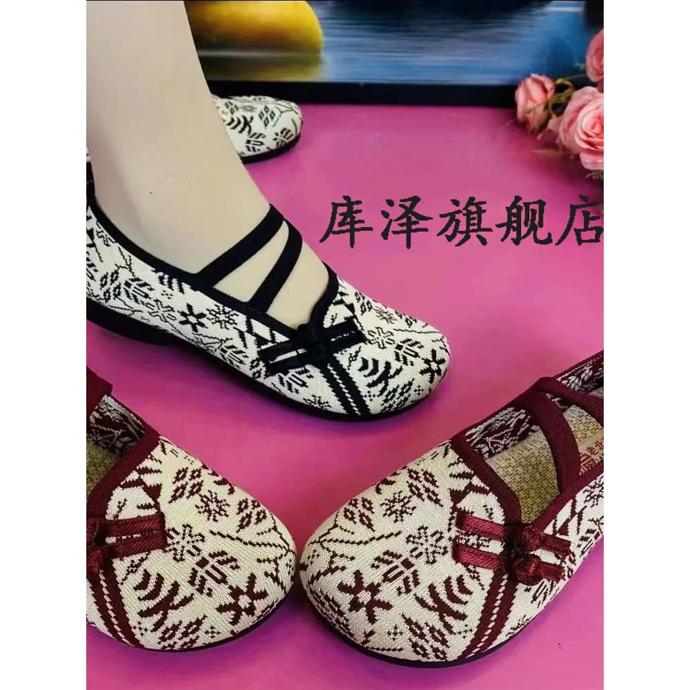 Sapatos de pano antigos de pequim primavera outono novo estilo feminino respirável mãe sapatos de um Pedal sola macia an