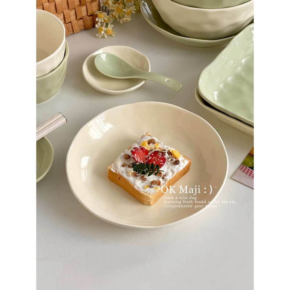 2025 novo estilo creme estilo cerâmica prato de jantar de alto valor utensílios de mesa domésticos prato quadrado placa