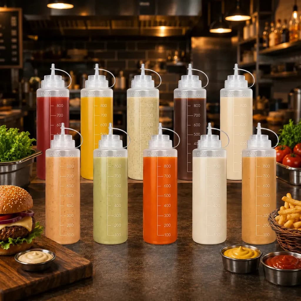 Kit 10 Bisnagas Grandes 1 Litro Para Ketchup Maionese Molhos lanchonete food truck profissional padaria hamburgueria
