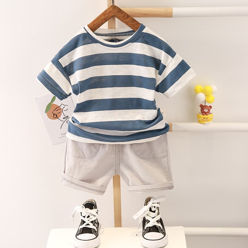 Meninos verão esportes puro algodão terno um ano de idade bebê verão estilo ocidental versão coreana roupas de manga cur