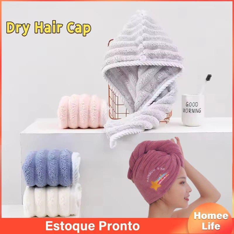 Touca de Cabelo Seco de Veludo para Mulheres, Toalha Absorvente Espessa de Secagem Rápida