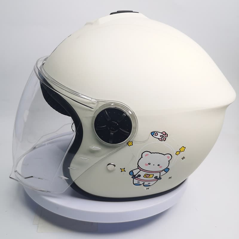 Capacete de veículo elétrico Bear Cartoon, outono inverno à prova de vento, bateria Universal, carro, motocicleta, capac