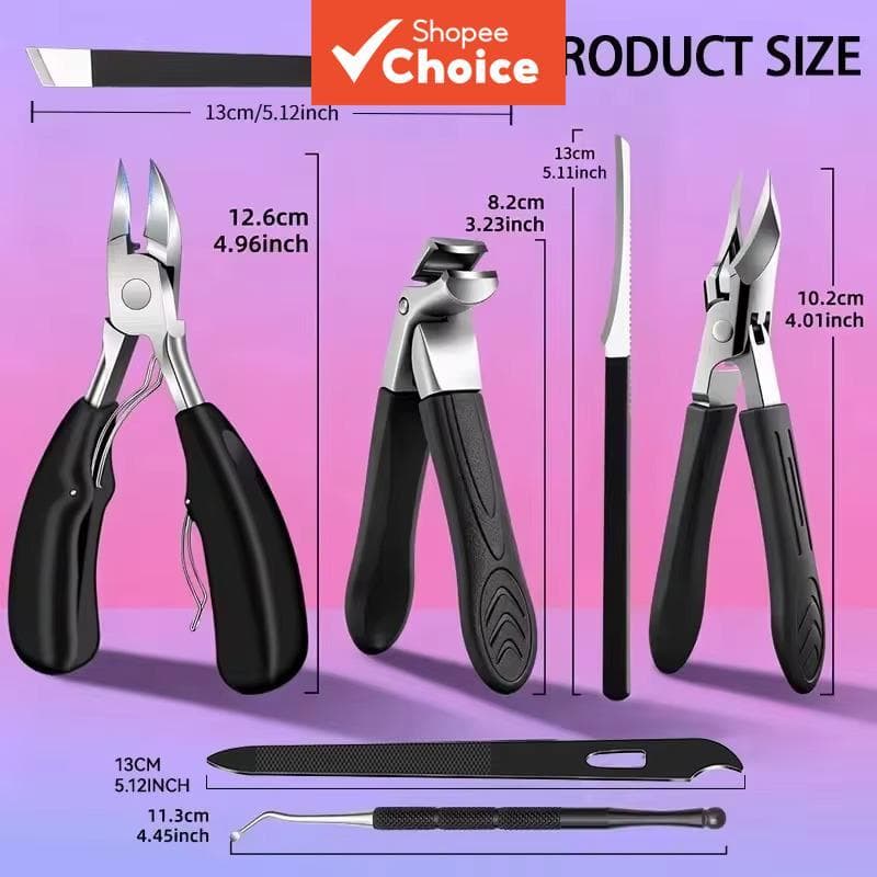 Alicate para Unhas Encravadas, Kit Profissional de Manicure e Pedicure 7 peças, Alicate Pesado para Unhas Grossas,