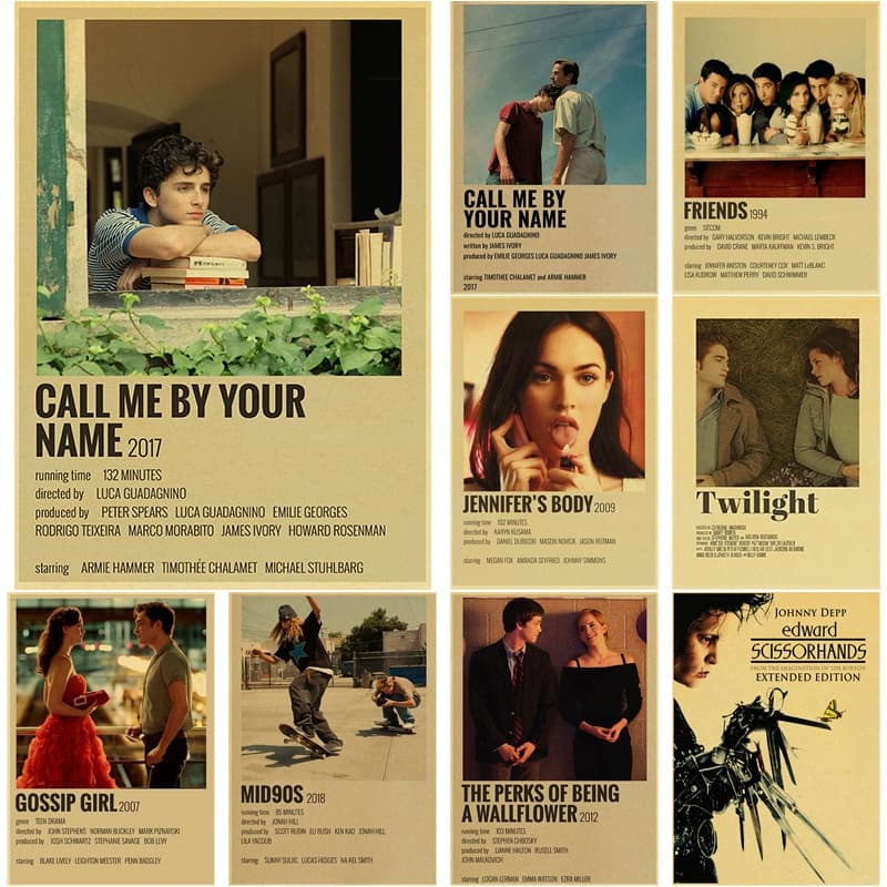 Pôsteres Vintage Hot Movie Call Me By Your Name/Pulp Fiction Kraft Papel Autocolante De Ficção Bar Decoração De Sala De