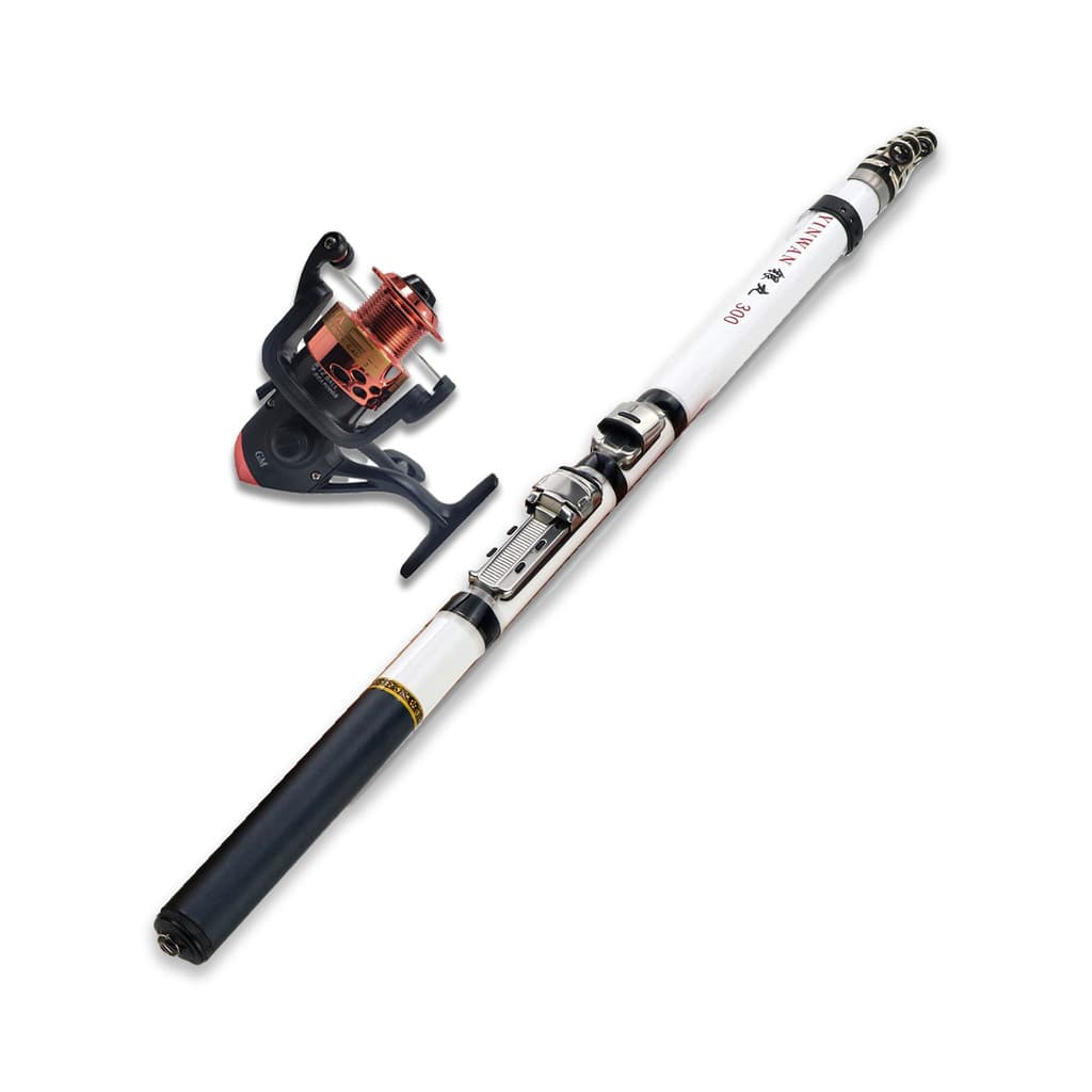 Kit Vara de Pesca Telescópica 3,00m Fibra de Carbono Arenae II com Molinete GM3000 10 Rolamentos