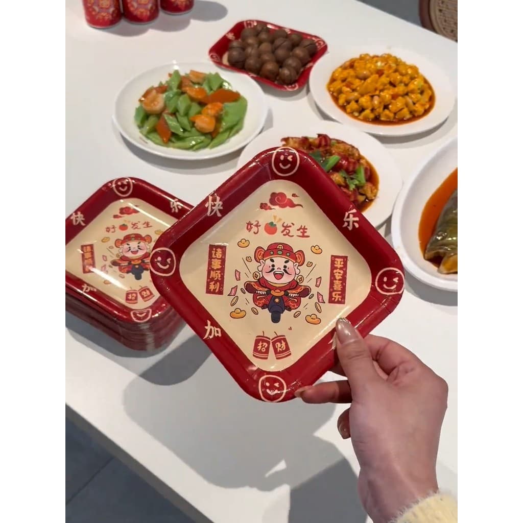 Prato descartável de osso de cuspe, prato de jantar de qualidade alimentar, placa resistente a altas temperaturas espess