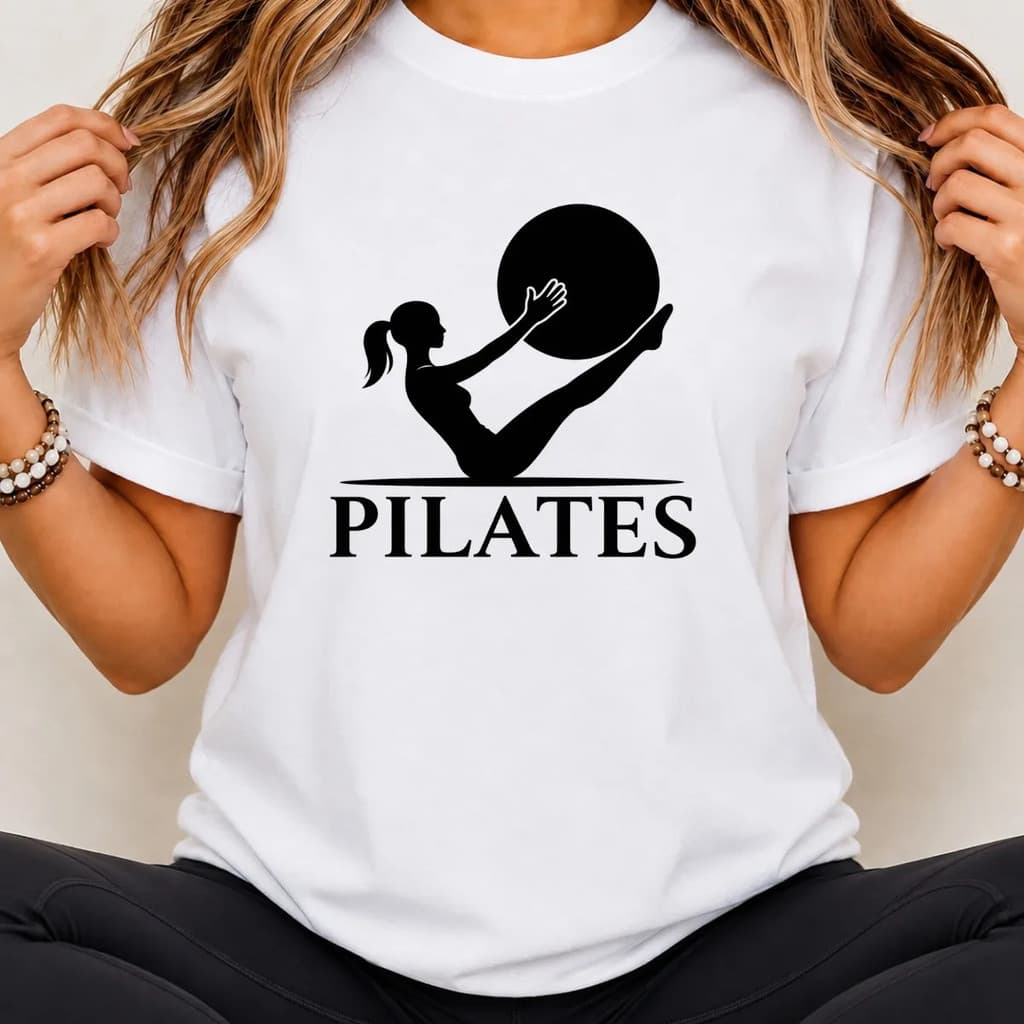 Camiseta Feminina Pilates Com Bola Fitness Estampada